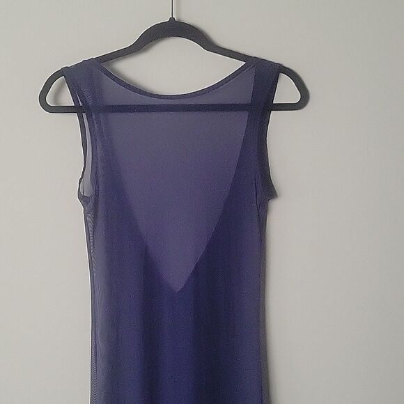 NEW American Apparel XS S Navy Sheer Sexy Mesh Long Tank Maxi Dress Cover Up Y2K - Picture 7 of 9